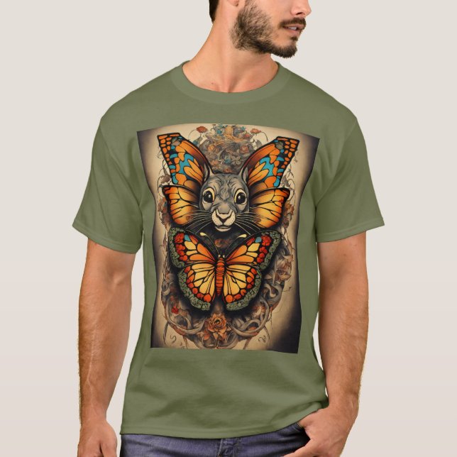 A butterfly rat king tattoo symbolising  T-shirts (Front)