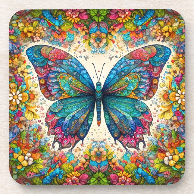 A Butterfly's Rainbow Ballet Coaster (Front)