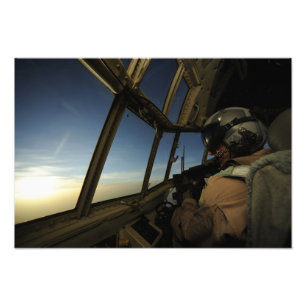 A C-130 Hercules pilot scans the horizon Photo Print
