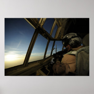 A C-130 Hercules pilot scans the horizon Poster
