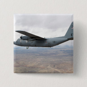 A C-130 Hercules soars through the sky 15 Cm Square Badge