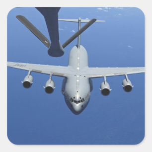 A C-17 Globemaster III approaches the boom Square Sticker