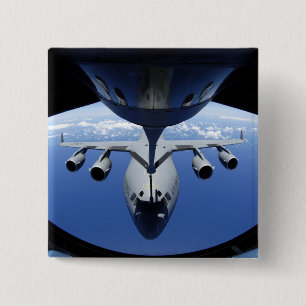 A C-17 Globemaster III receives fuel 15 Cm Square Badge