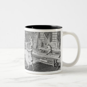 A cabinet maker's workshop, from the 'Encyclopedie Two-Tone Coffee Mug