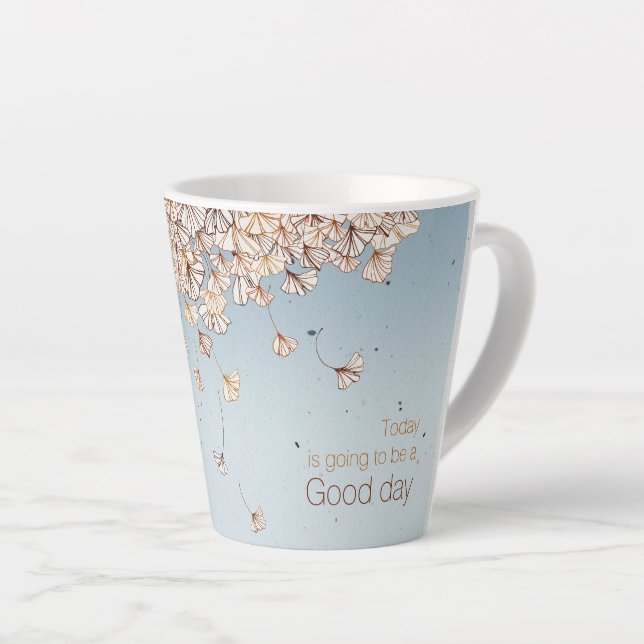 A calm morning - Falling Ginkgo leaves Latte Mug (Right Angle)