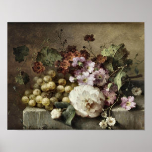 A Camellia, Carnations, Grapes by Roosenboom Print