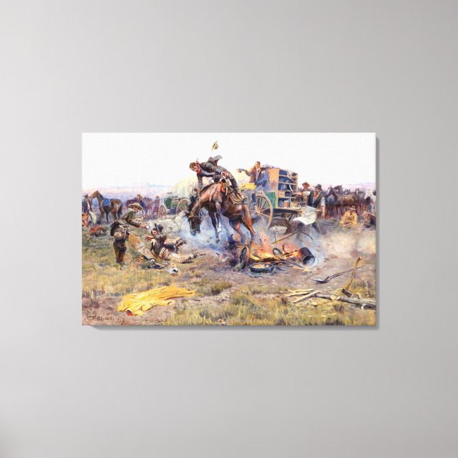 A camp Cook's Troubles by Charles M. Russell Canvas Print (Front)