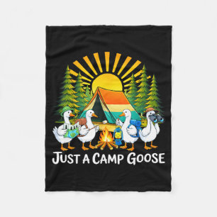 A camp goose funny retro sunset camping camper men fleece blanket