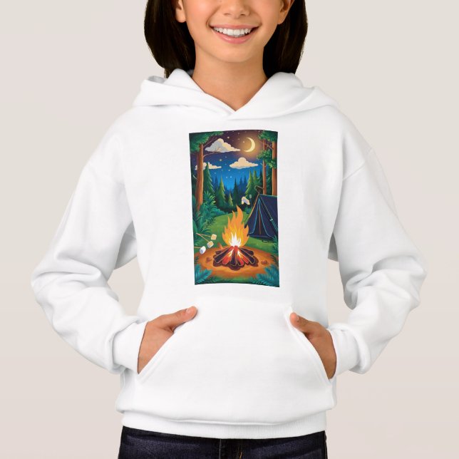A campfire with marshmallows roasting under a star (Front)