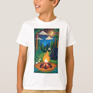 A campfire with marshmallows roasting under a star T-Shirt