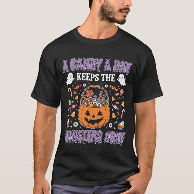 A Candy A Day Halloween T Shirt Design (Front)