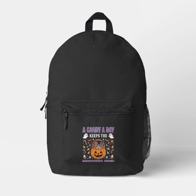 A Candy A Day Halloween T Shirt Design Printed Backpack (Front)