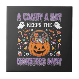A Candy A Day Halloween T Shirt Design Tile