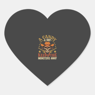 A Candy a Day Keeps the Monsters Away Halloween Sk Heart Sticker