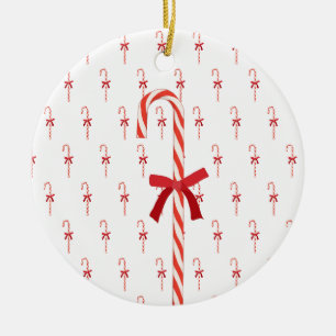 A Candy Cane Ceramic Tree Decoration