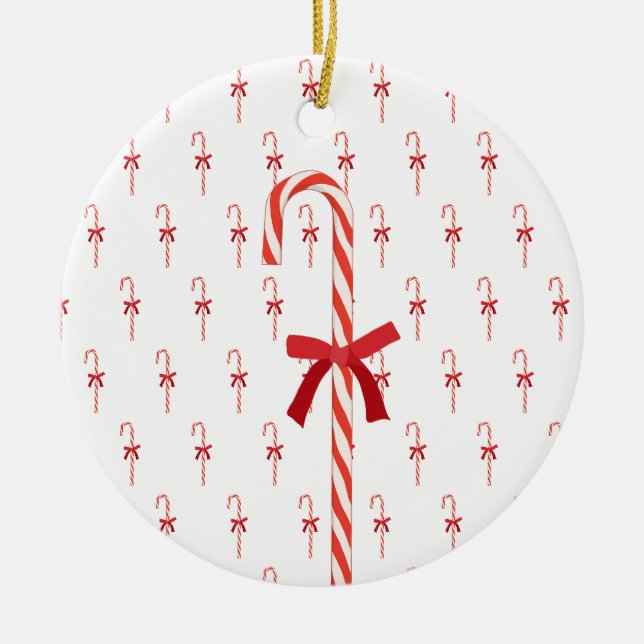 A Candy Cane Ceramic Tree Decoration (Front)