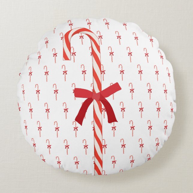A Candy Cane Round Cushion (Front)