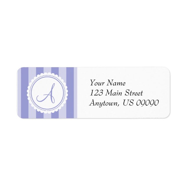 A Candy Striper Monogram Address Labels (Purple) (Front)