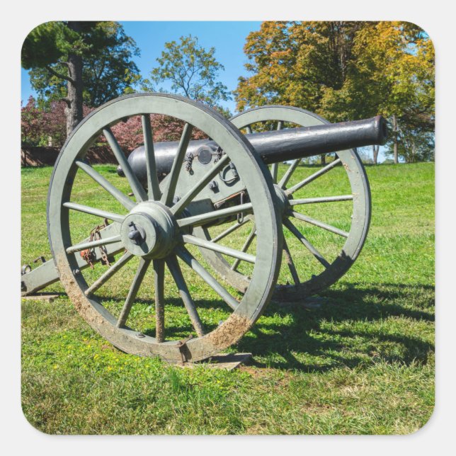 A cannon on the Fredericksburg Battlefield in Virg Square Sticker (Front)