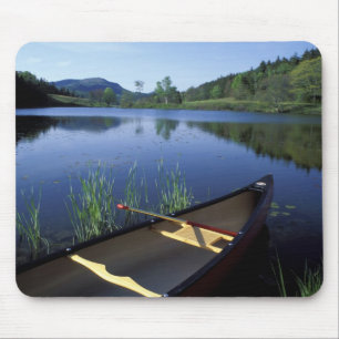 A canoe rests on the shore of Little Long Pond Mouse Mat