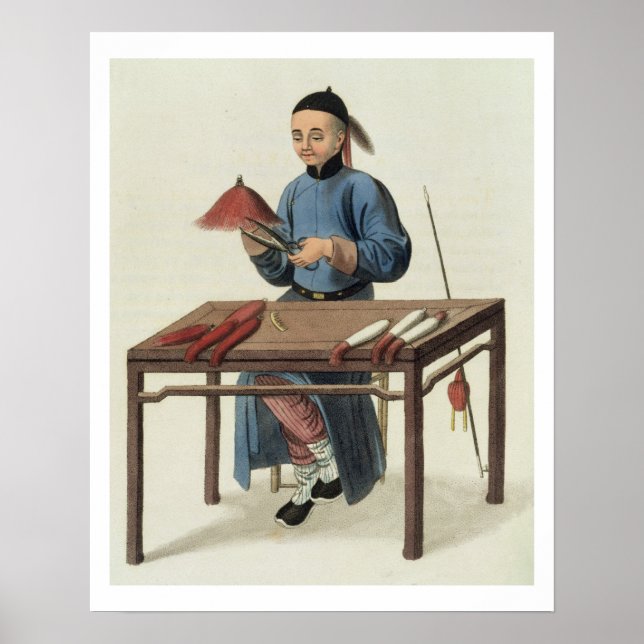 A Cap Maker, plate 51 from 'The Costume of China', Poster (Front)