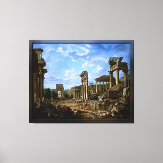 A Capriccio of the Roman Forum by Giovanni Pannini Canvas Print (Front)