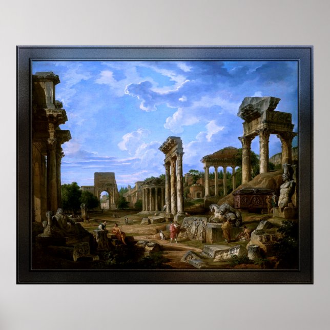 A Capriccio of the Roman Forum by Giovanni Pannini Poster (Front)
