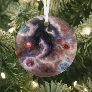 A Captivating Abstract Galactic Nebula Glass Tree Decoration