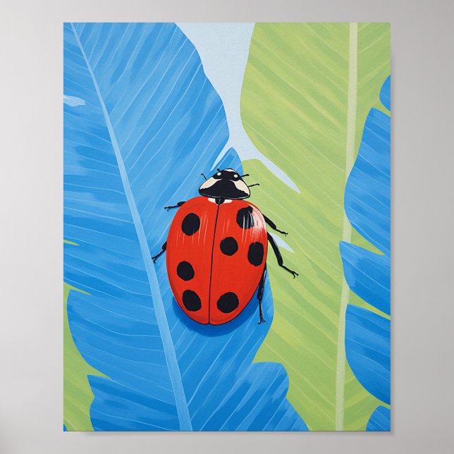 A Captivating Blue And Red Ladybug Poster (Front)