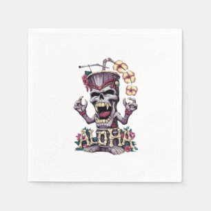 A captivating featuring an evil occult tiki-statue napkin