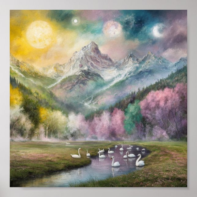 A captivating mountainscape painting poster (Front)