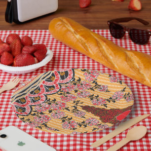 A captivating oriental pattern adorned with red fl paper plate