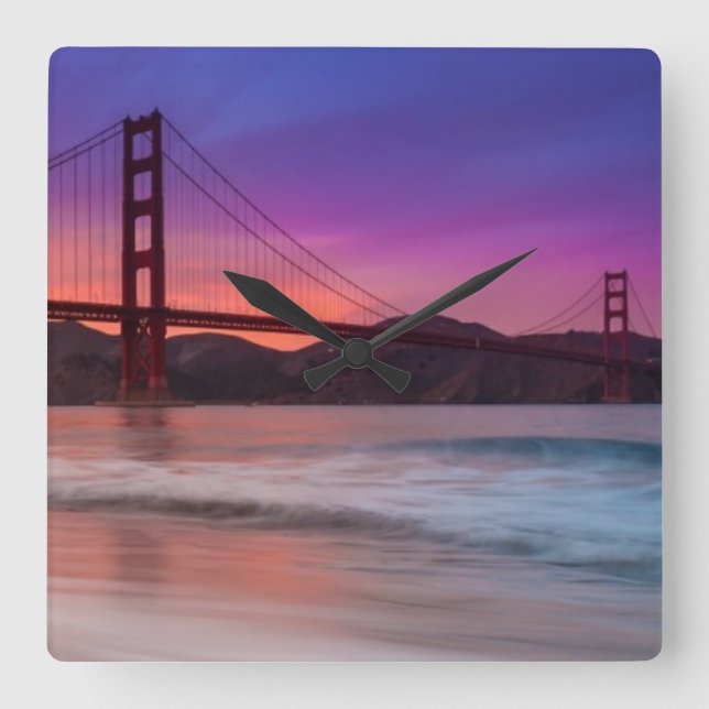 A capture of San Francisco's Golden Gate Bridge Square Wall Clock (Front)