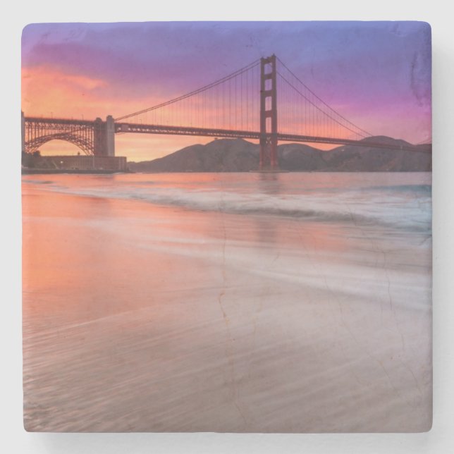 A capture of San Francisco's Golden Gate Bridge Stone Coaster (Front)