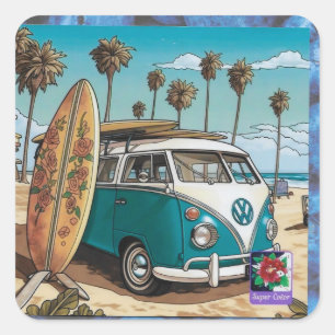 a car on a square photo sticker