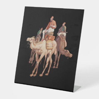 A caravan of Arabian camels travelling at night Pedestal Sign
