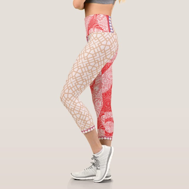 a card with a red heart on it capri leggings (Left)