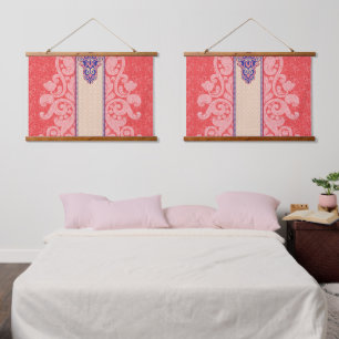 a card with a red heart on it hanging tapestry