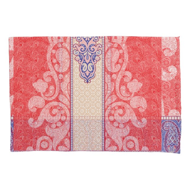 a card with a red heart on it pillowcase (Front)