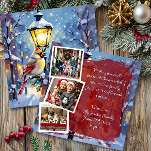 A Cardinal Christmas 3 Photo Template Personalized