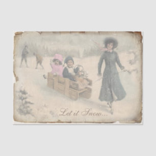 A Carefree Victorian Christmas Sled Ride Tissue Paper