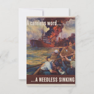 A Careless Word... A Needless Sinking WWII Poster Invitation