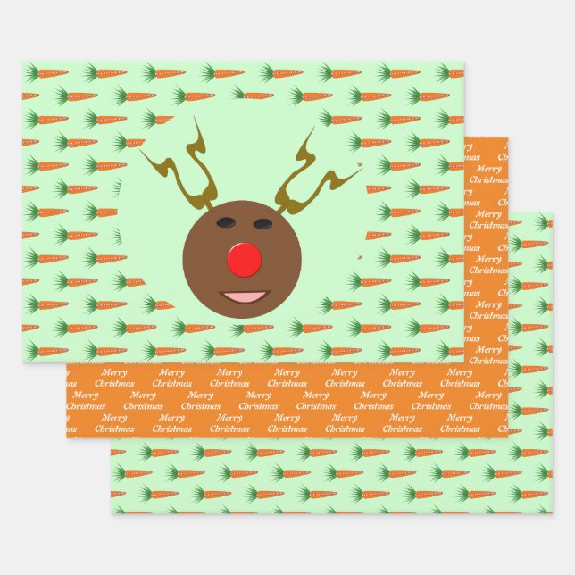 A Carrot for Christmas Reindeer Custom Wrapping Paper Sheet (Set)
