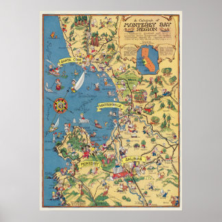 A Cartograph of Monterey Bay Region Poster