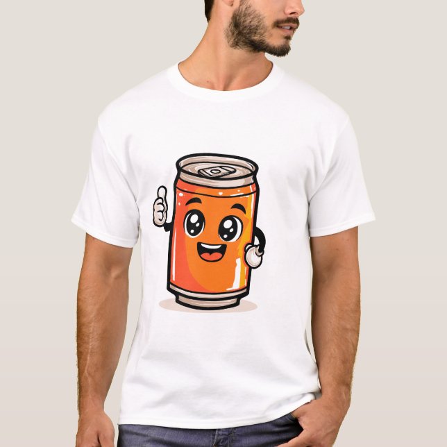 A cartoon can of energy drink smiling T-Shirt (Front)