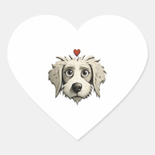 A Cartoon Canine with a Loving Heart Sticker