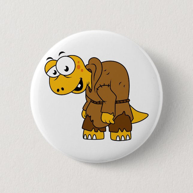 A Cartoon Dinosaur Hunchback. 6 Cm Round Badge (Front)
