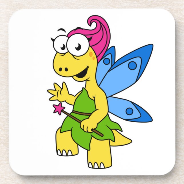 A Cartoon Fairysaur Dinosaur. Coaster (Front)
