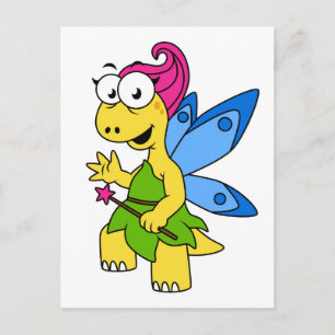 A Cartoon Fairysaur Dinosaur. Postcard