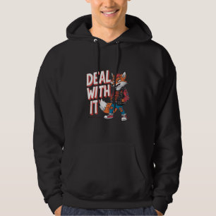 A cartoon fox in a Harajuku punk style Hoodie